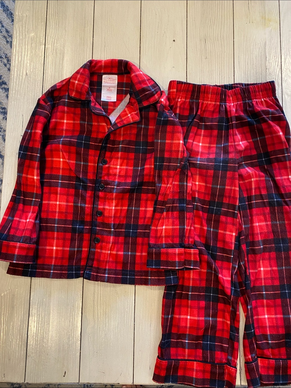 Wondershop Red and Black Plaid Kids Pajama Set with Navy Accents